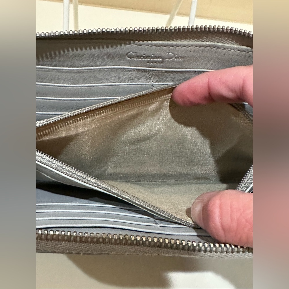 Dior Cannage Grey Zip Long Wallet - Picture 9 of 13